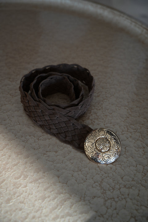 Suzon chocolat/dorée - Ceinture tressée