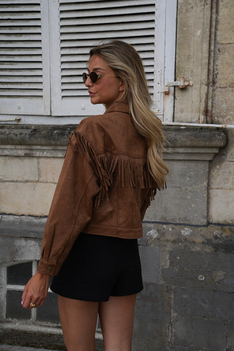 Cassidy camel - Veste à franges