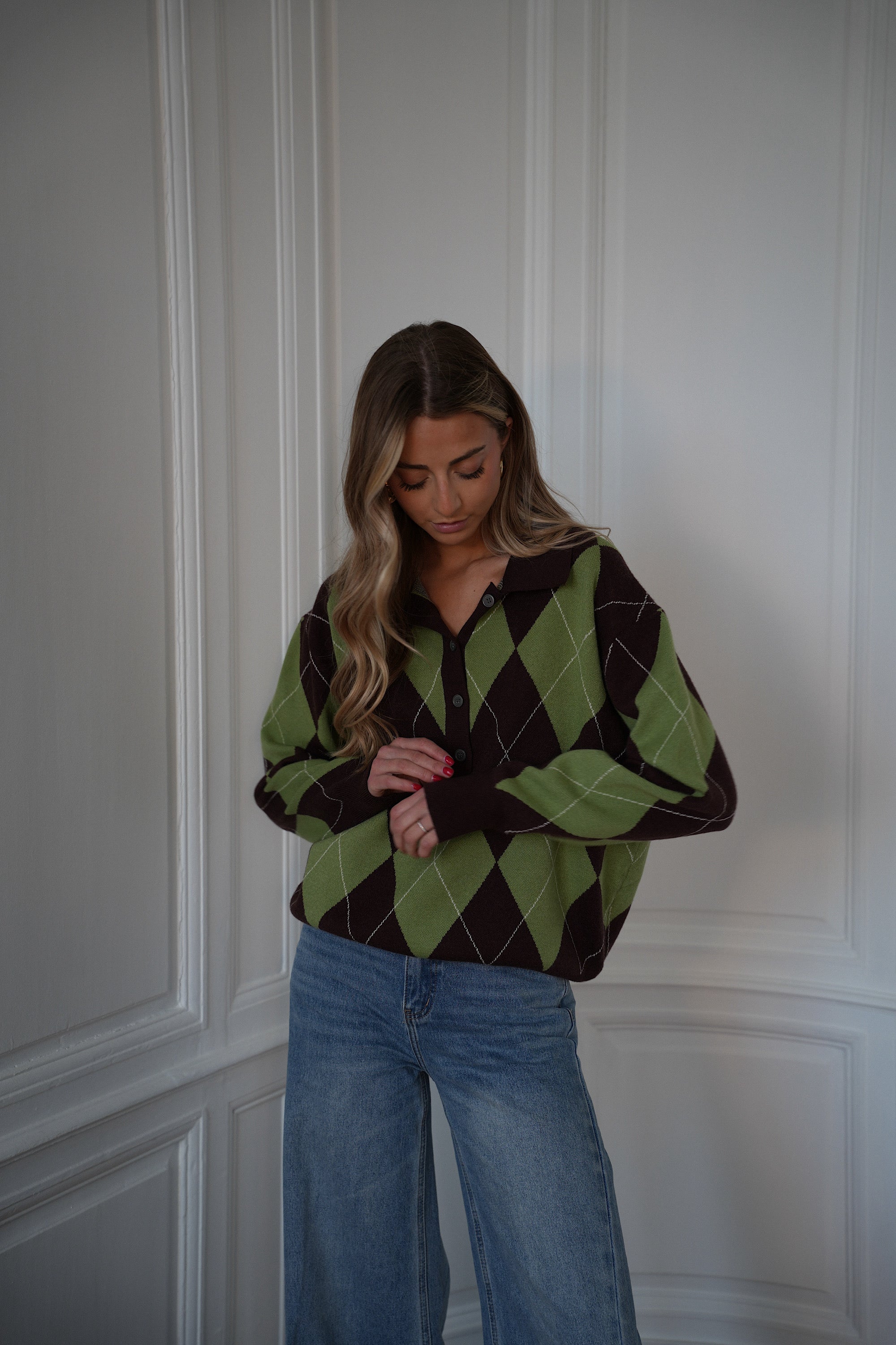 Solan vert - Pull losanges