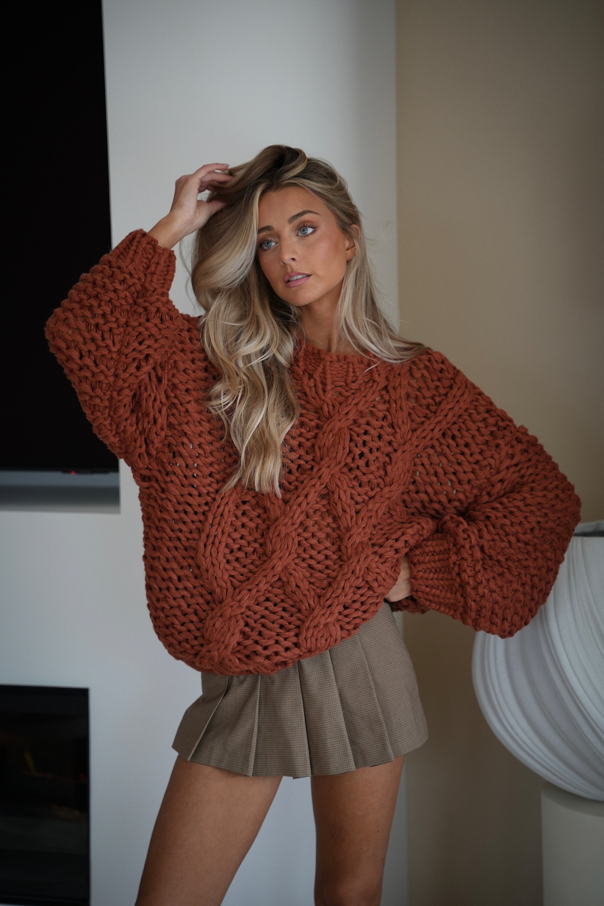 Jipsy terracotta - Pull grosse maille