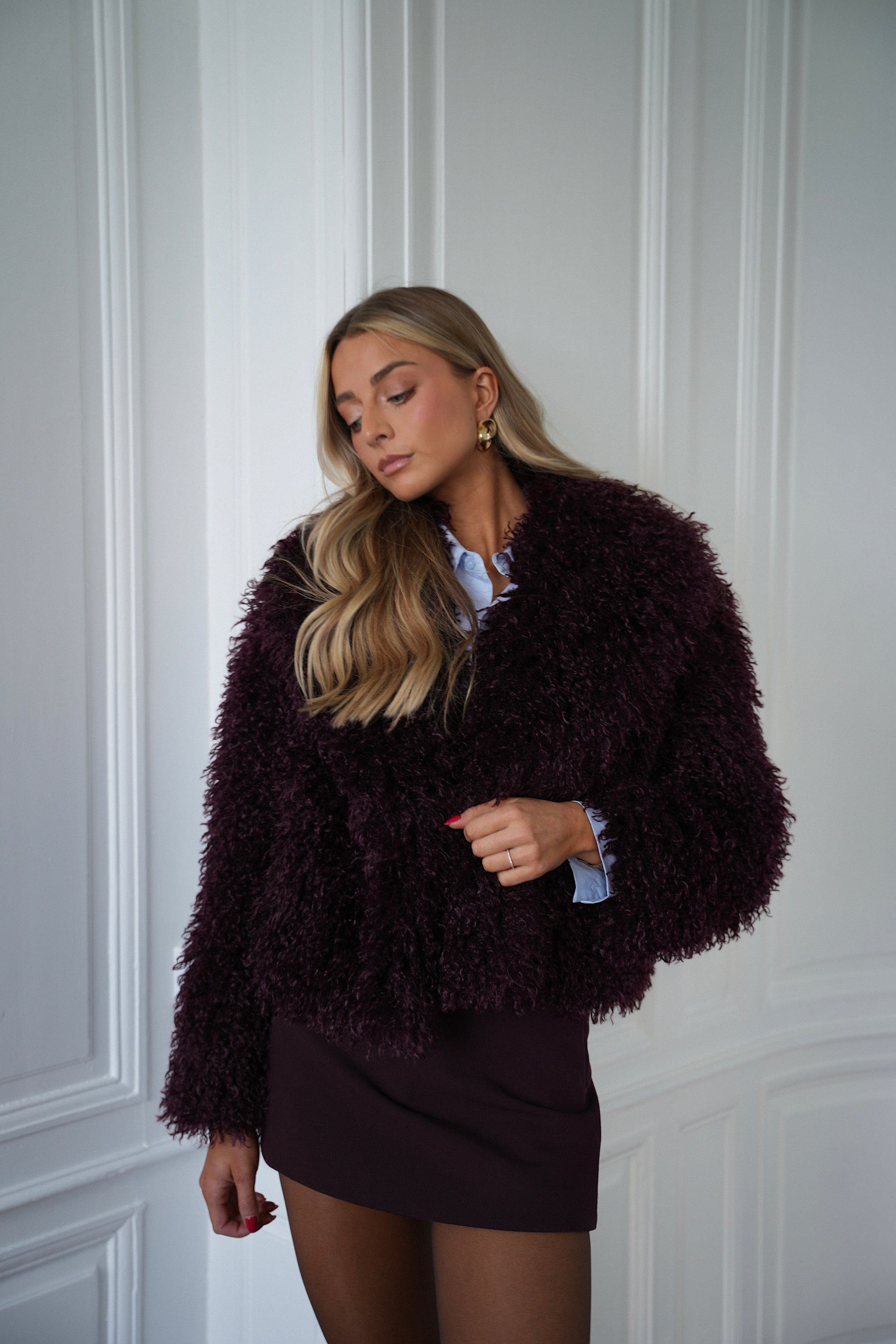 Soanne prune - Manteau fourrure