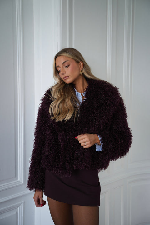 Soanne prune - Manteau fourrure