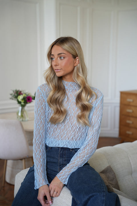 Poleen bleue - Blouse dentelle