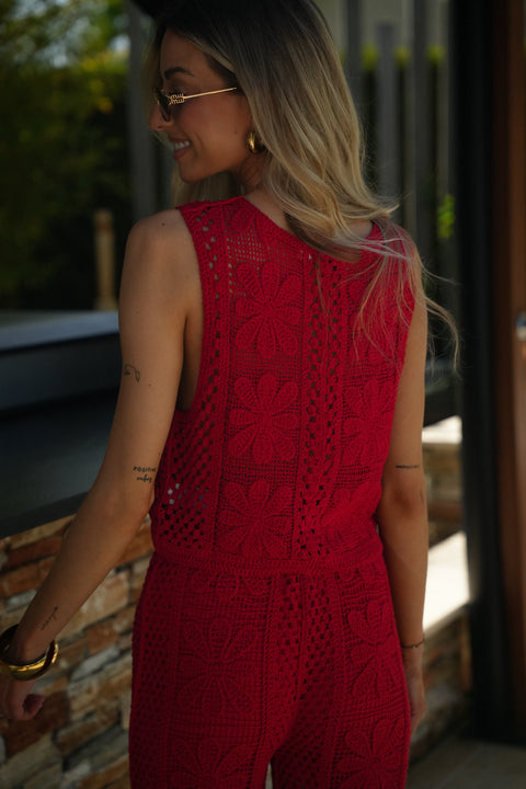 Léo rouge - Top crochet