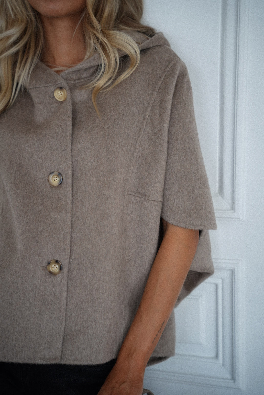 Dounia taupe - Manteau cape premium