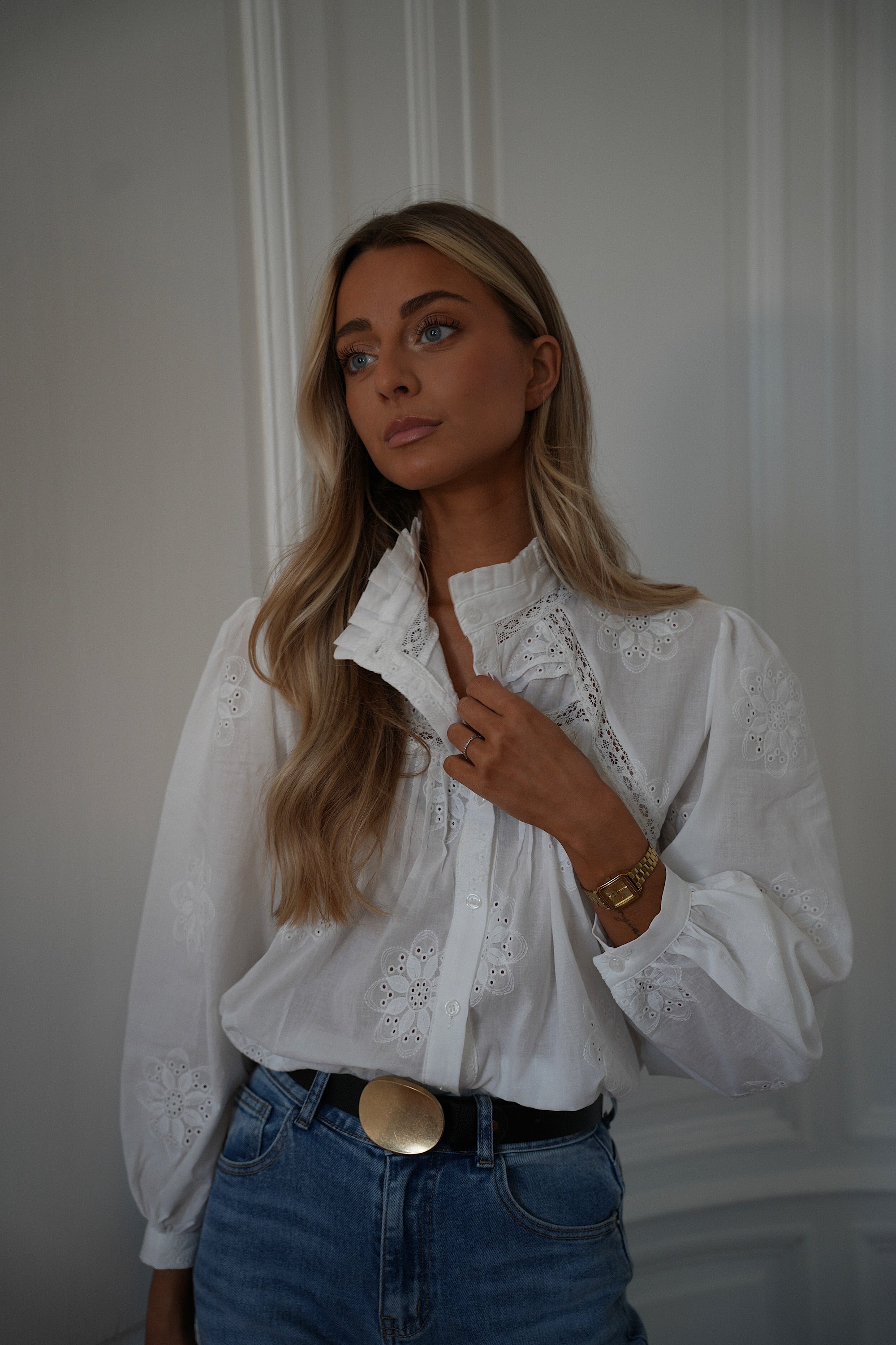 Safia blanche - Blouse brodée