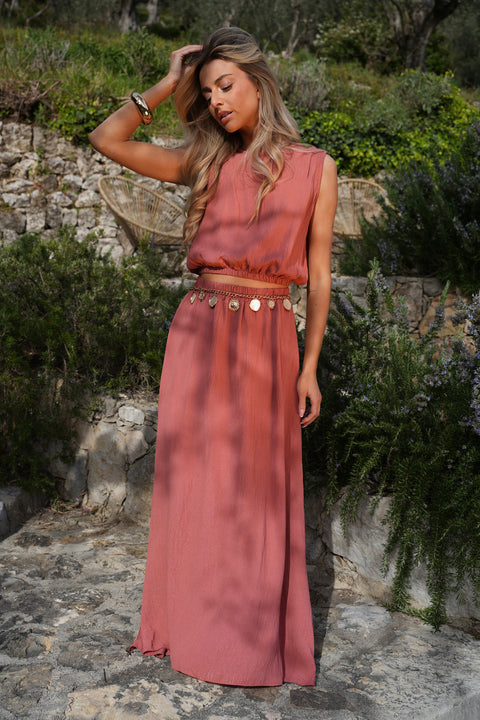 Elize terracotta - Ensemble jupe/top