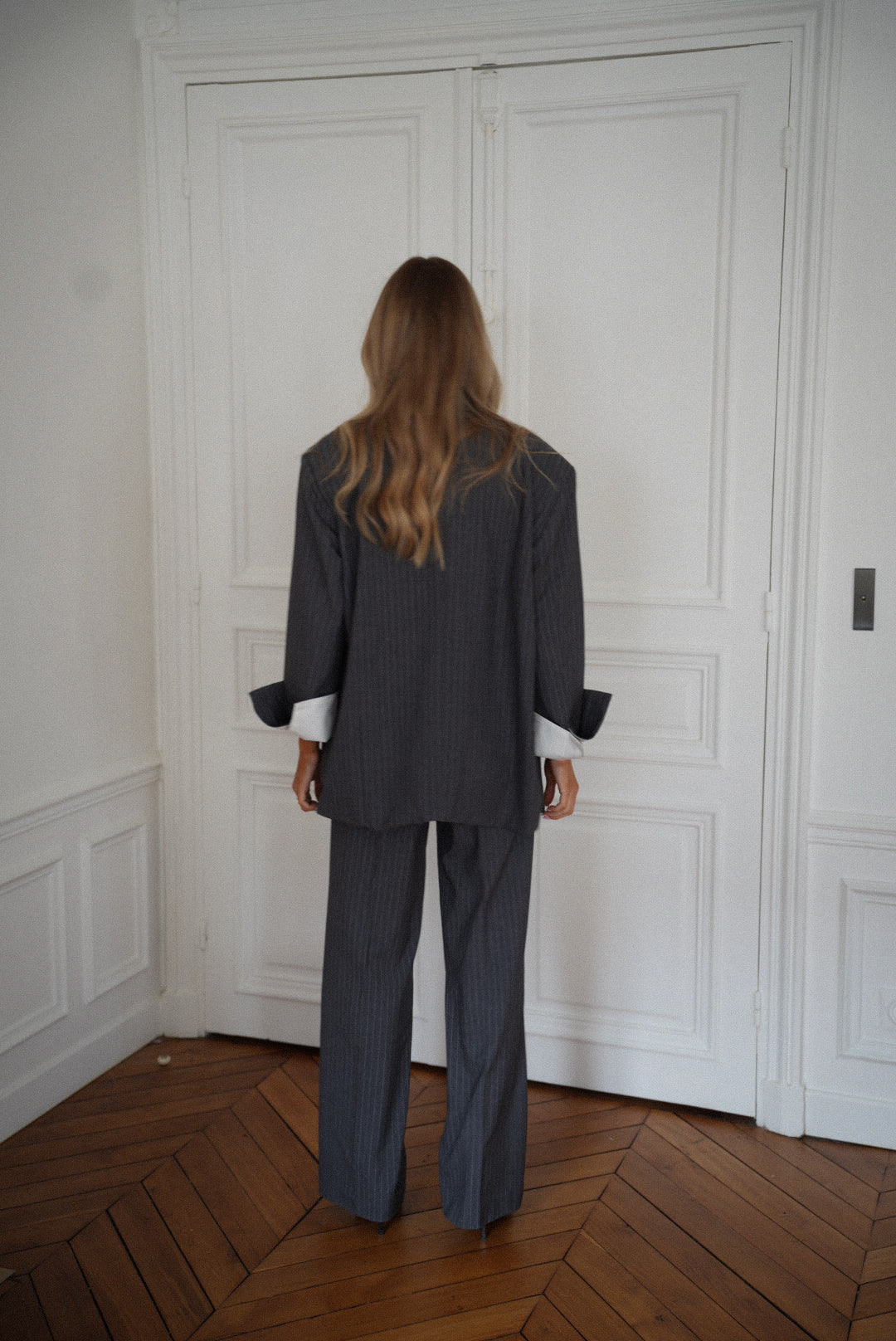 Honoryne gris - Pantalon rayé