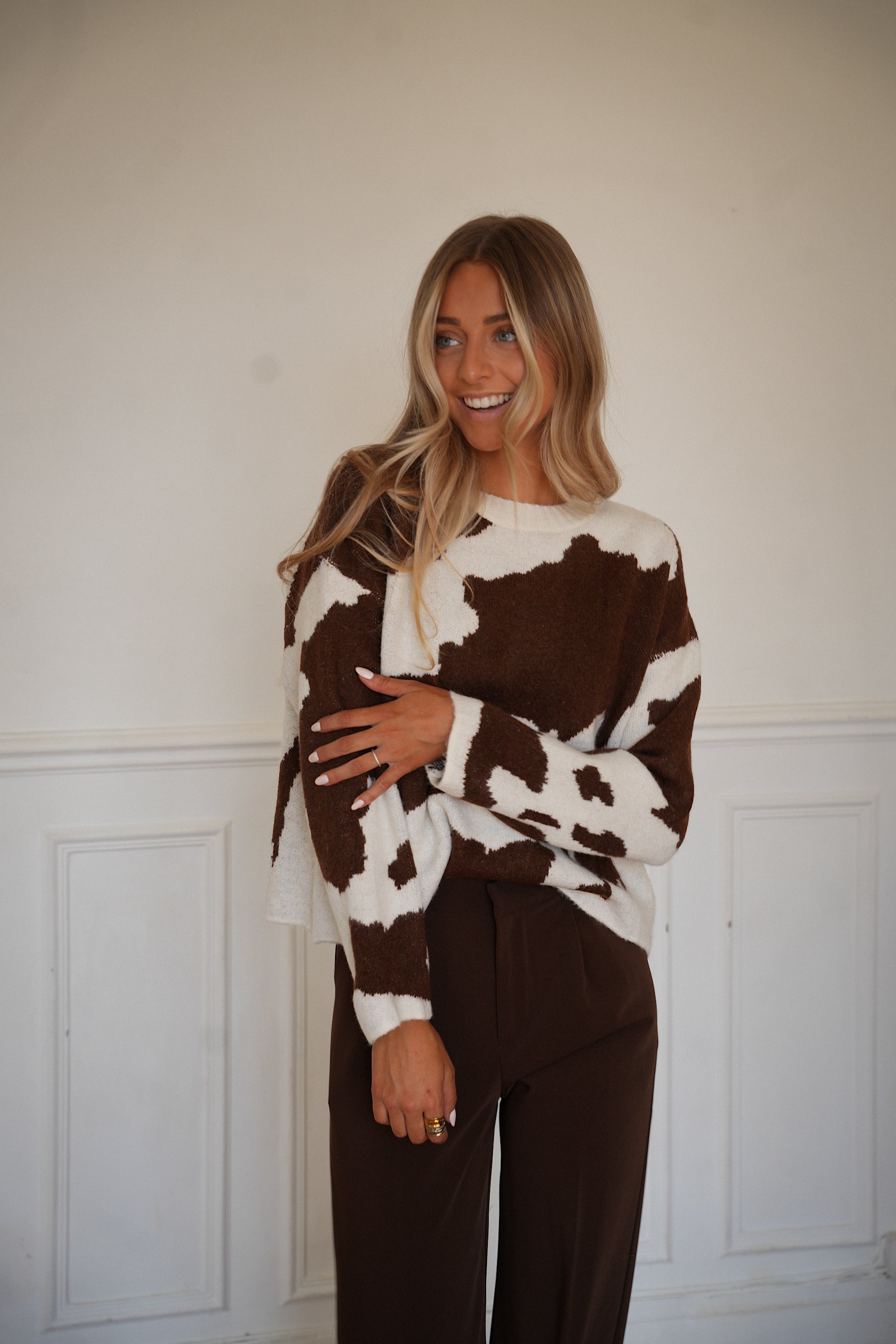 Maggy chocolat - Pull imprimé