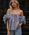 Lucile bleue - Blouse rayée
