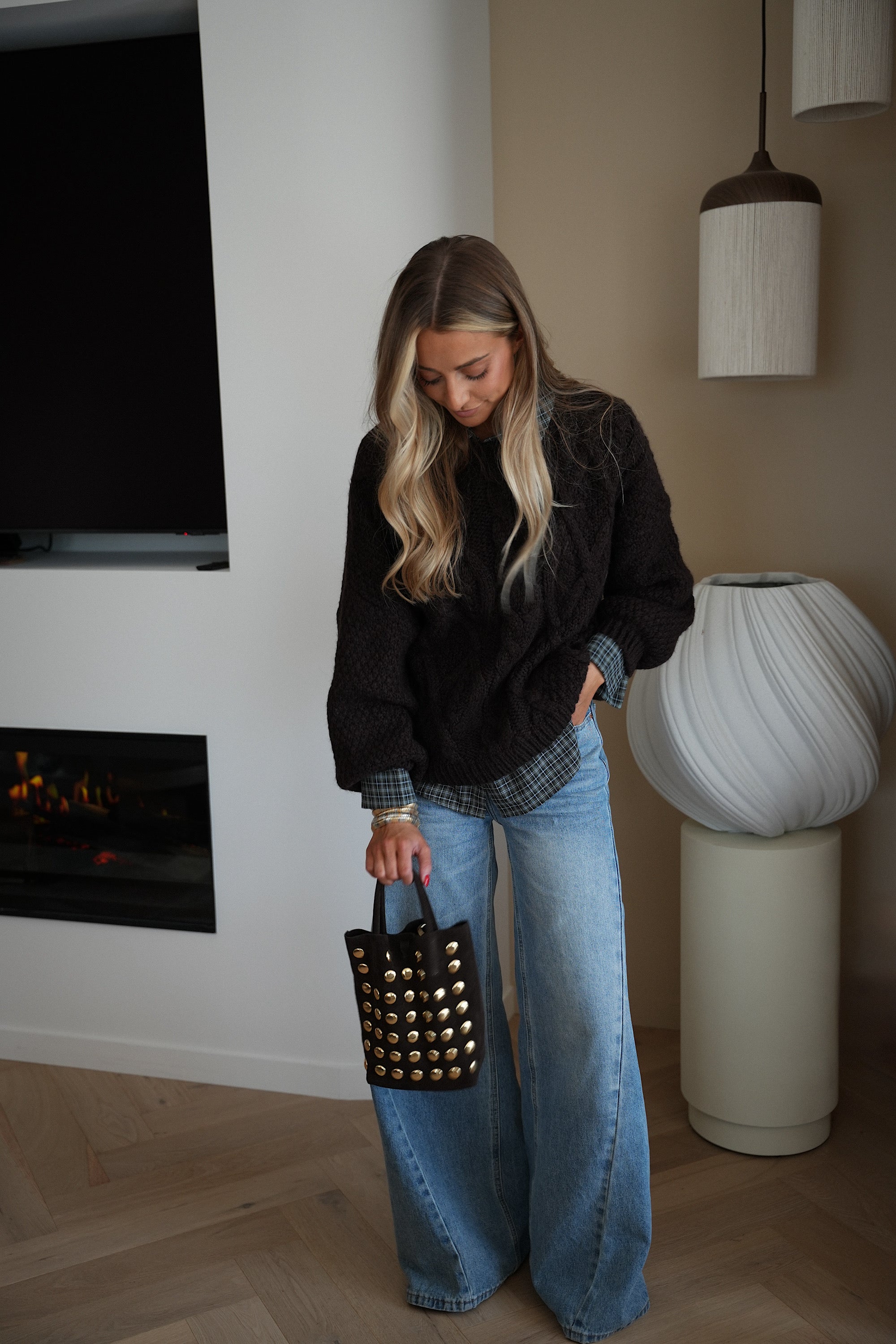 Oslo chocolat - Sac clouté