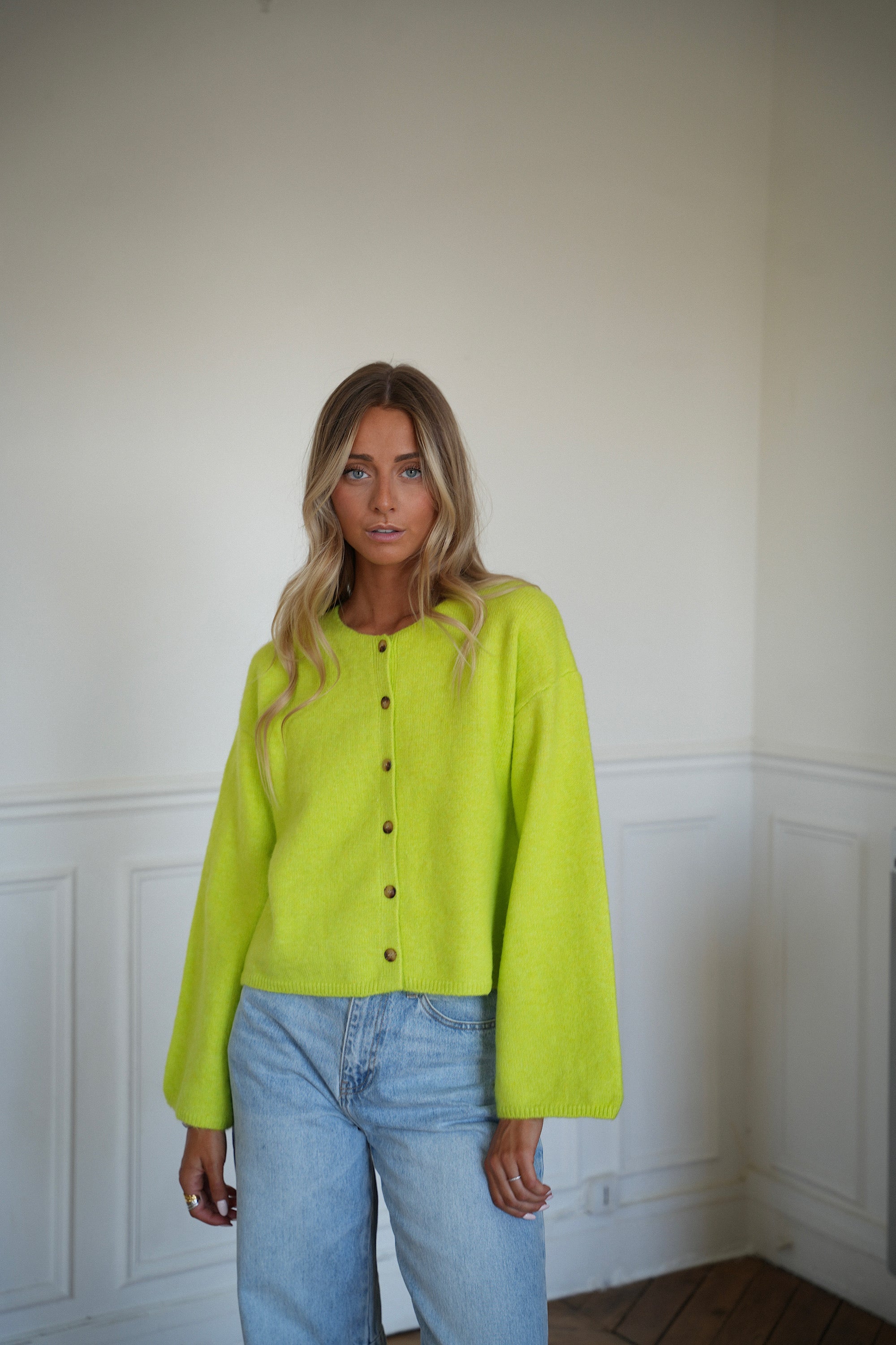 Janet vert - Gilet boutonné