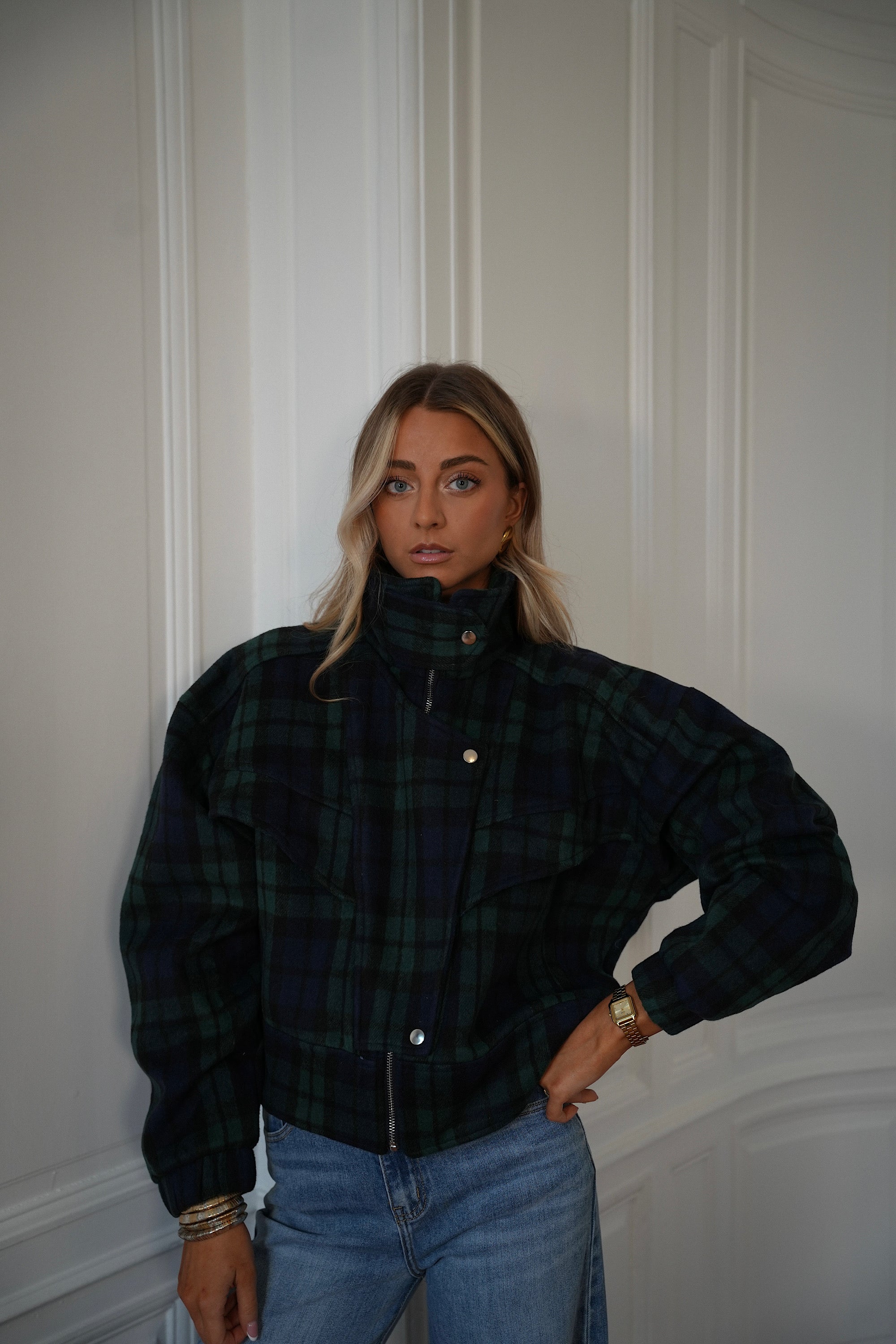 Riana bleue - Veste à carreaux