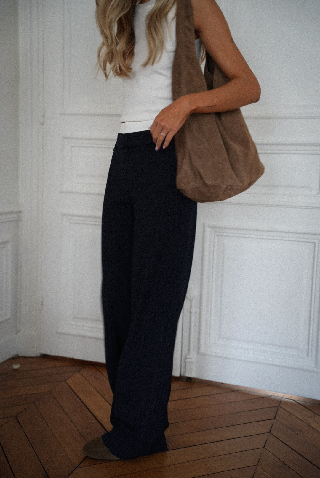 Honoryne marine - Pantalon rayé