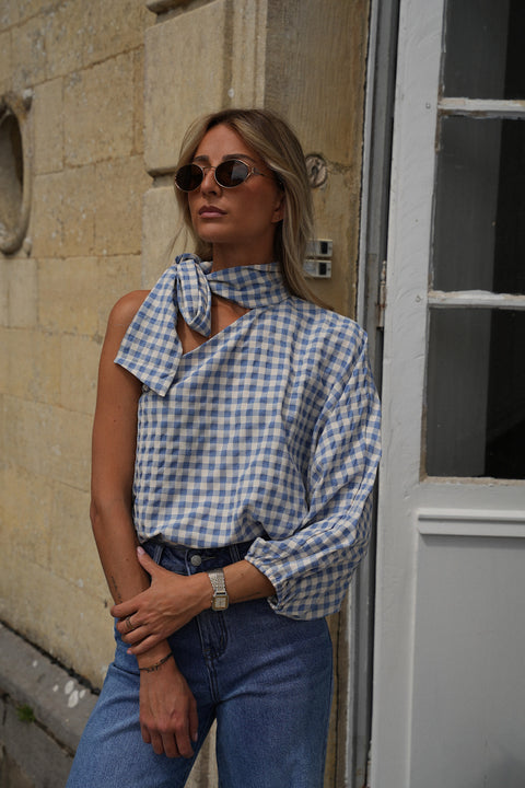 Pearl bleue - Blouse vichy
