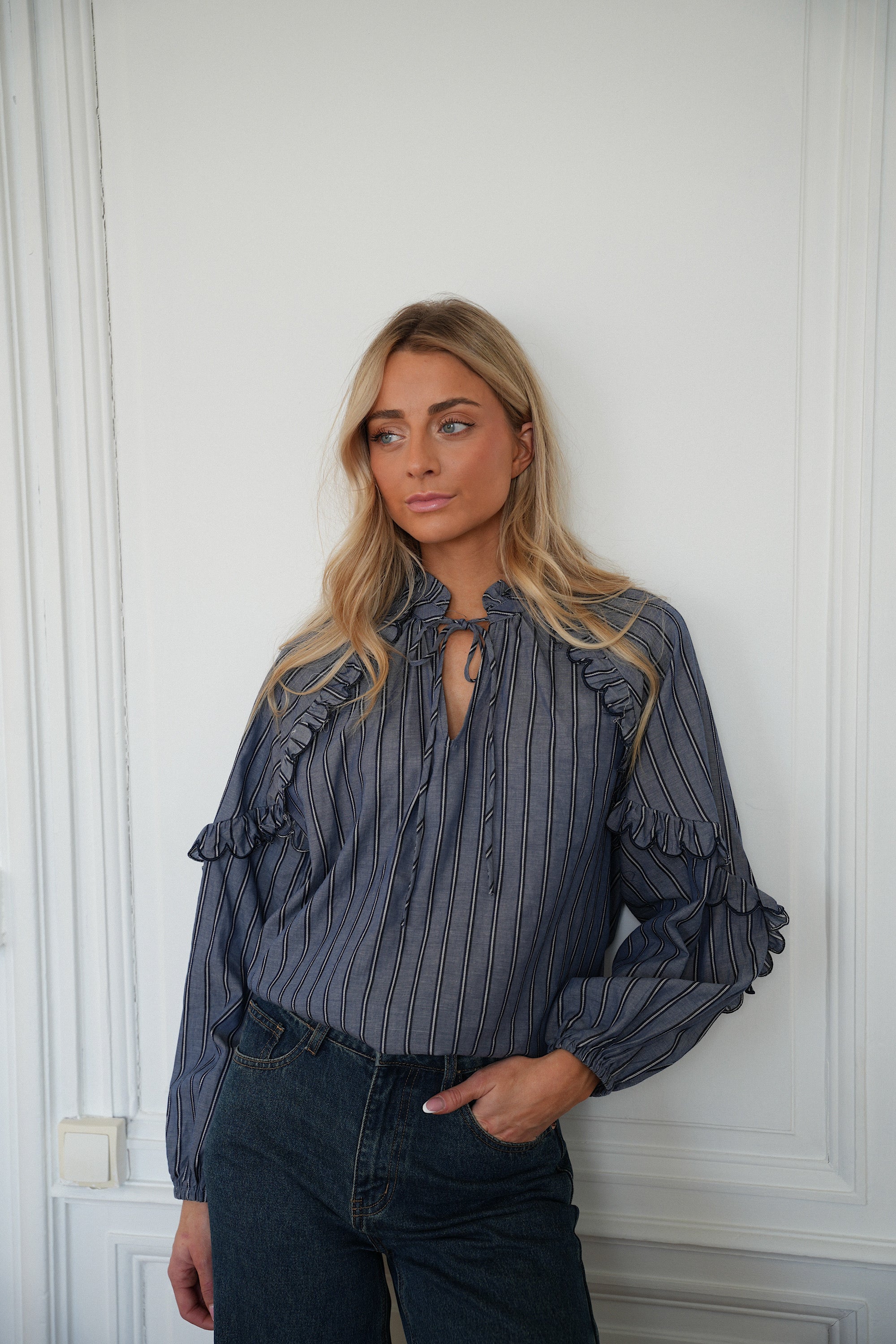 Loannie marine - Blouse rayée