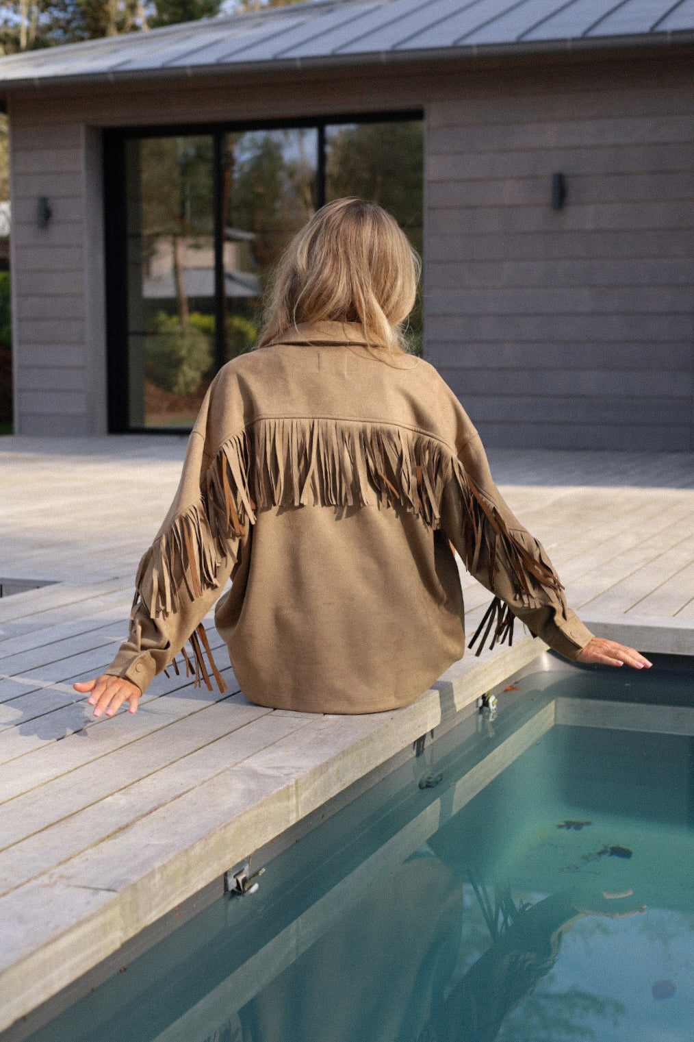 Ibiza taupe - Veste à franges