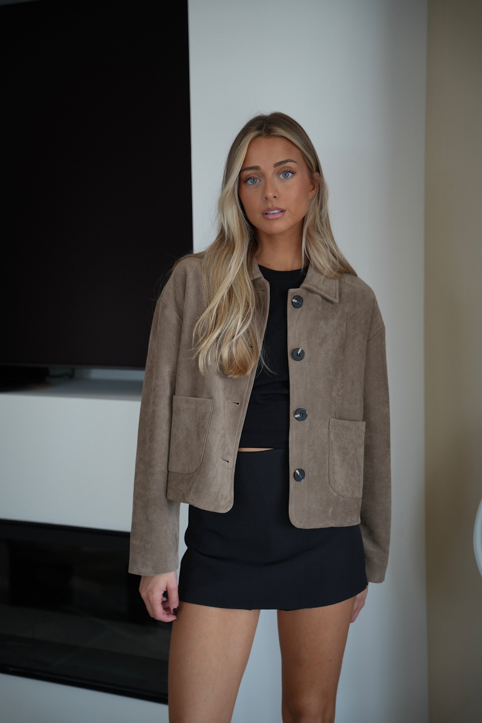 Alma taupe - Veste suédée