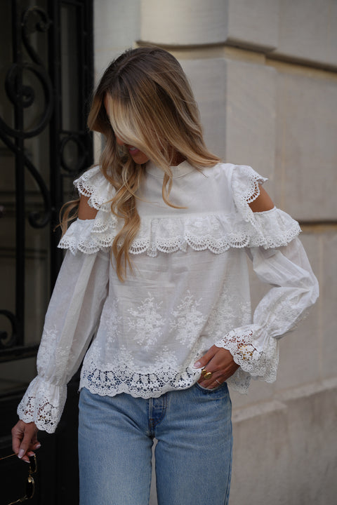 Joanna blanche - Blouse brodée