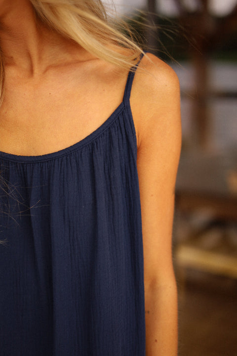 Alissia marine - Robe gaze de coton