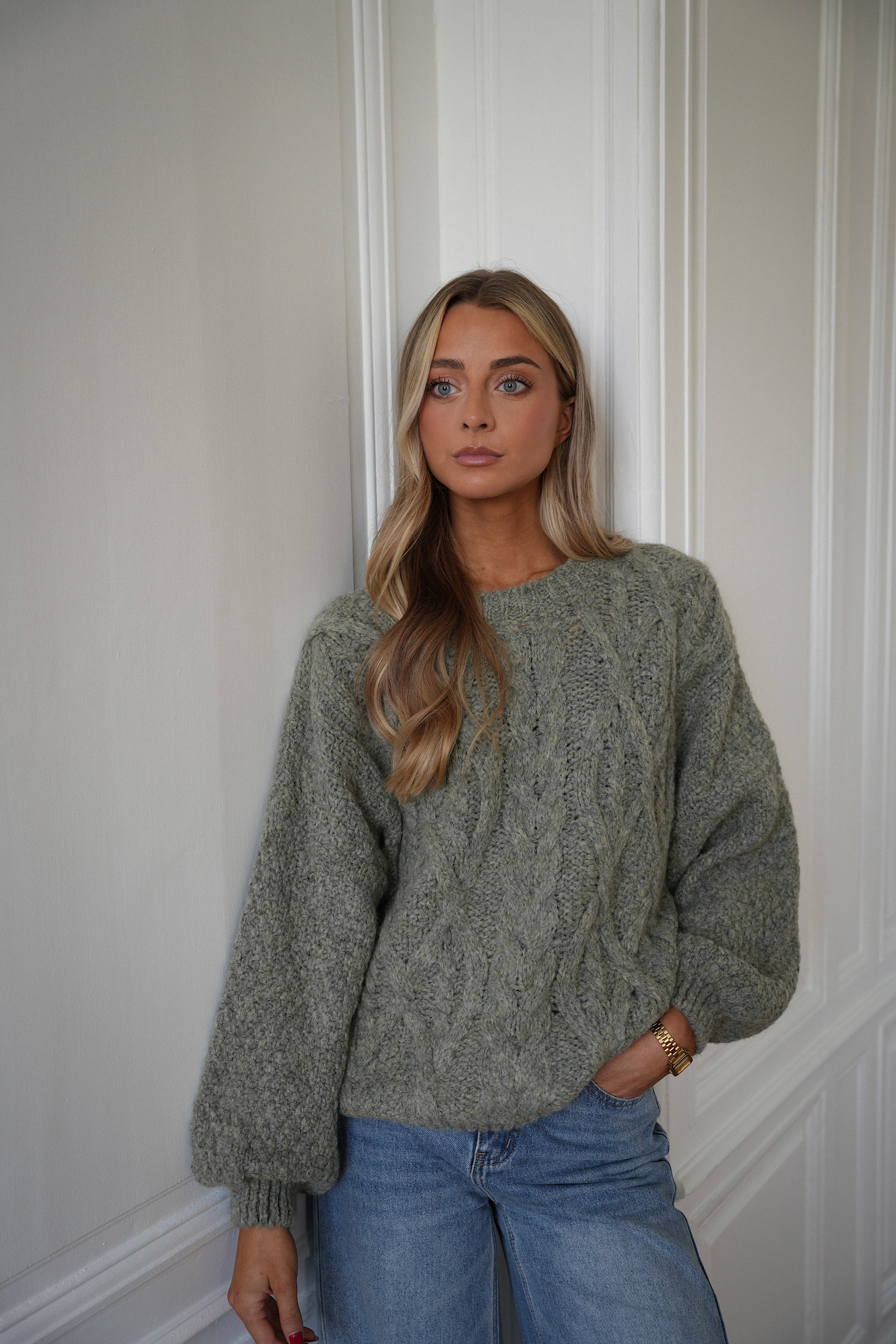 Santana kaki clair - Pull torsadé