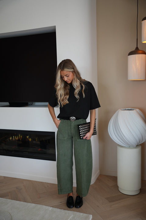 Elly kaki - Pantalon velours