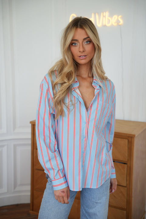 Sean bleue - Chemise rayée