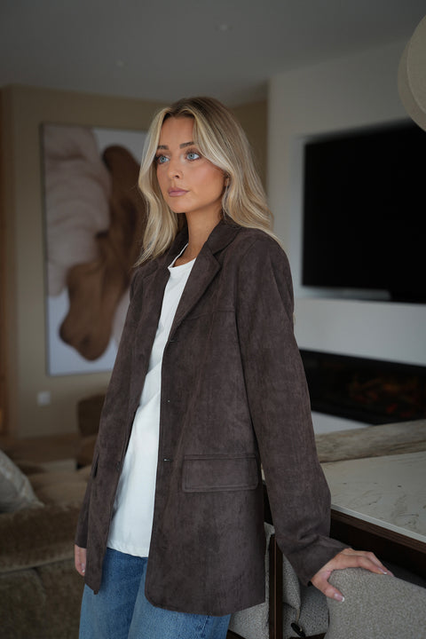 Trecy chocolat - Blazer suédé