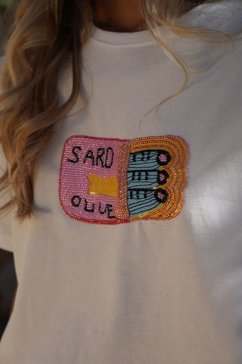 Sali blanc - T-shirt perlé