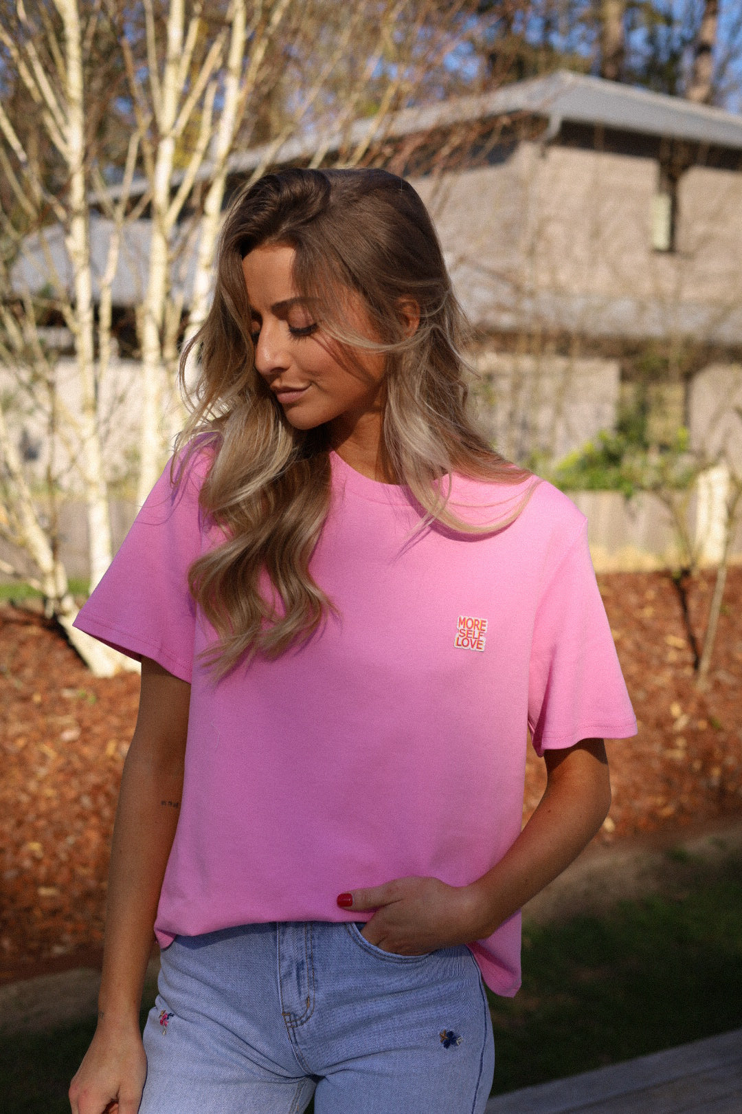 Yasmina rose - T-shirt brodé