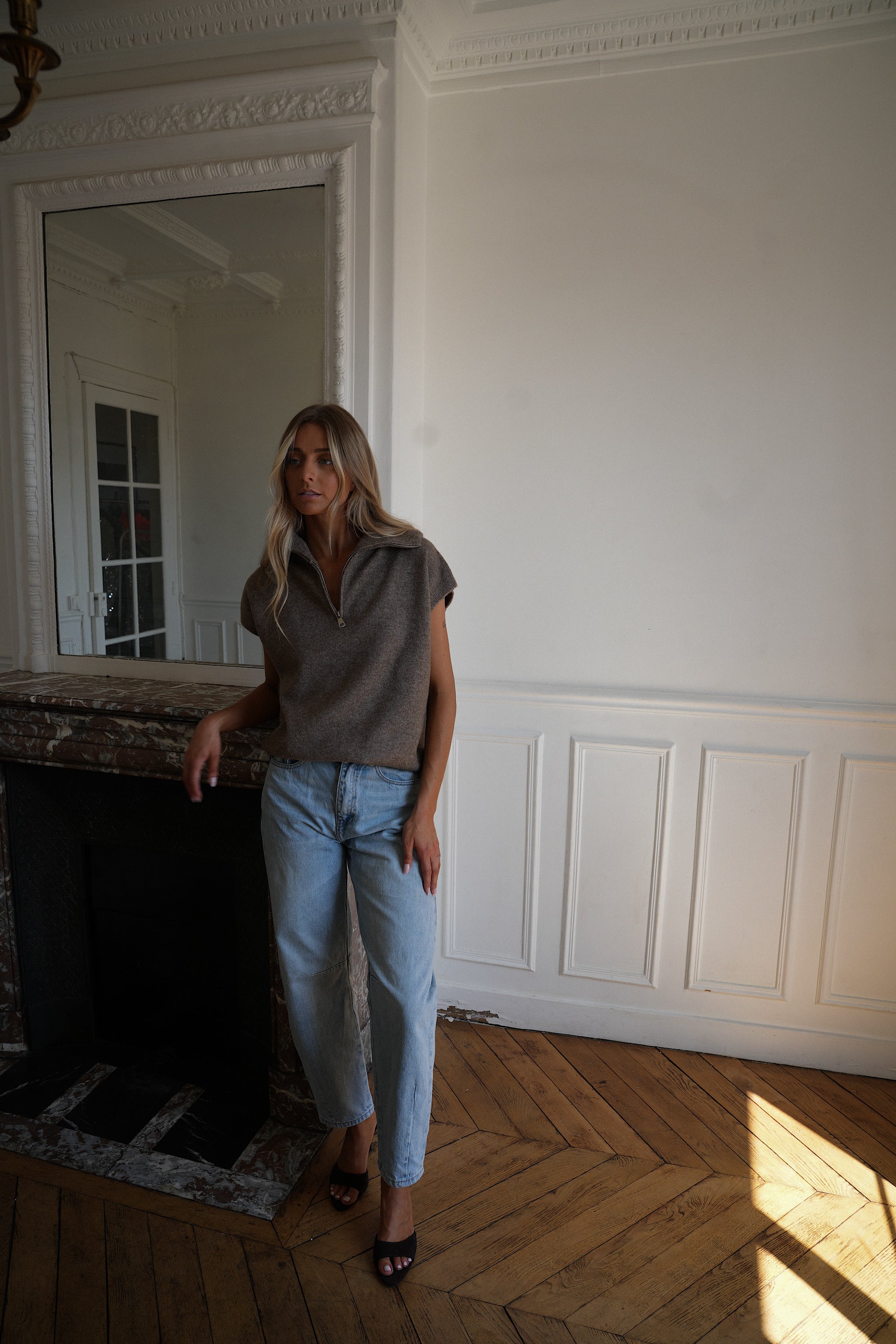 Chann taupe - Pull sans manches
