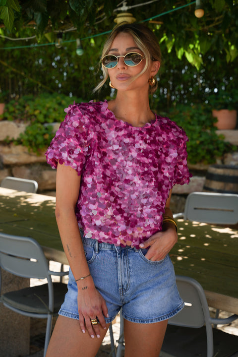 Liza rose - Blouse à sequins