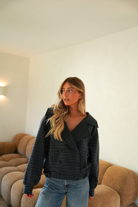 Bloom marine - Veste à carreaux
