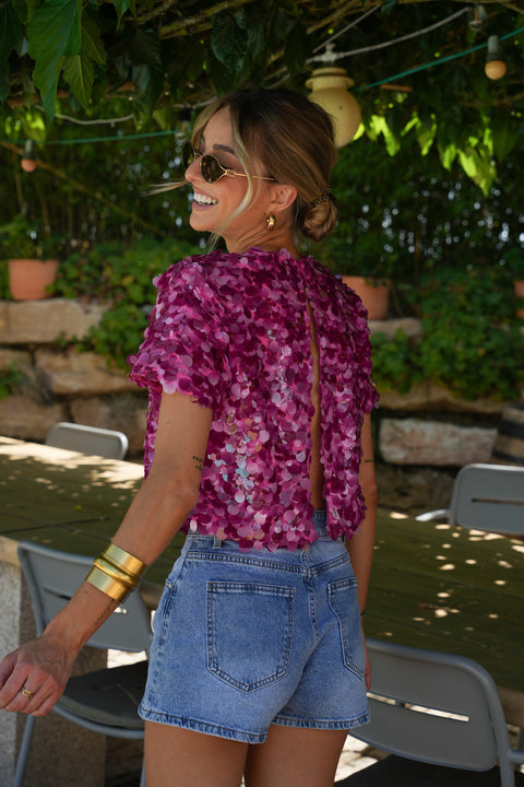Liza rose - Blouse à sequins