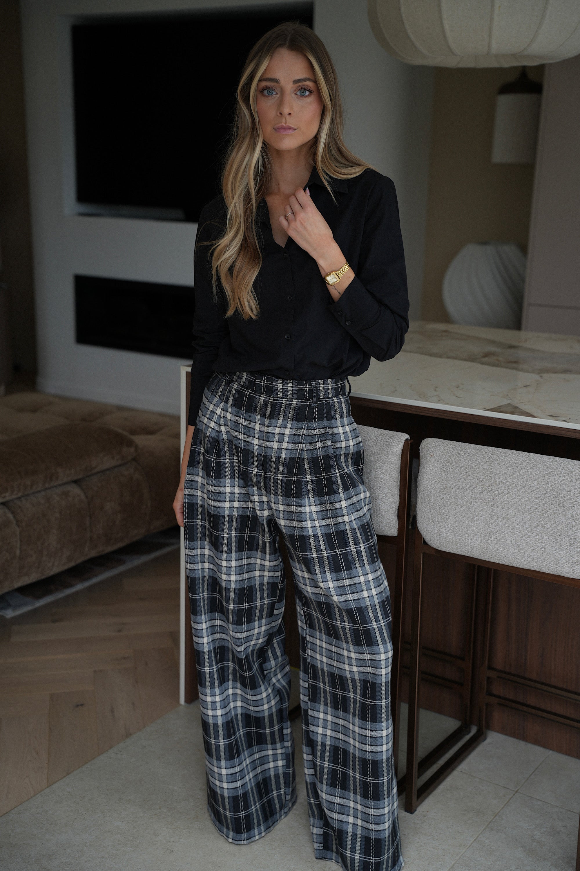 Lola noir - Pantalon à carreaux