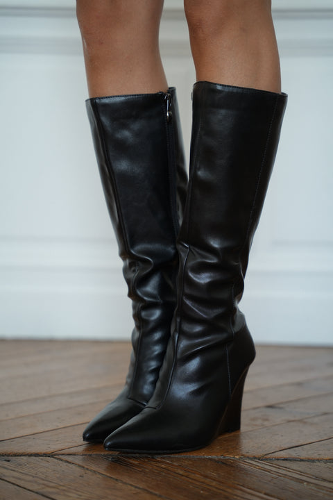Enora noires - Bottes en similicuir