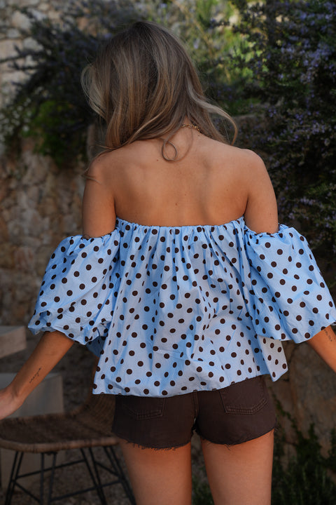 Sola bleue - Blouse à pois