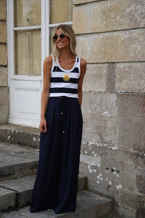 Elia marine - Pantalon droit