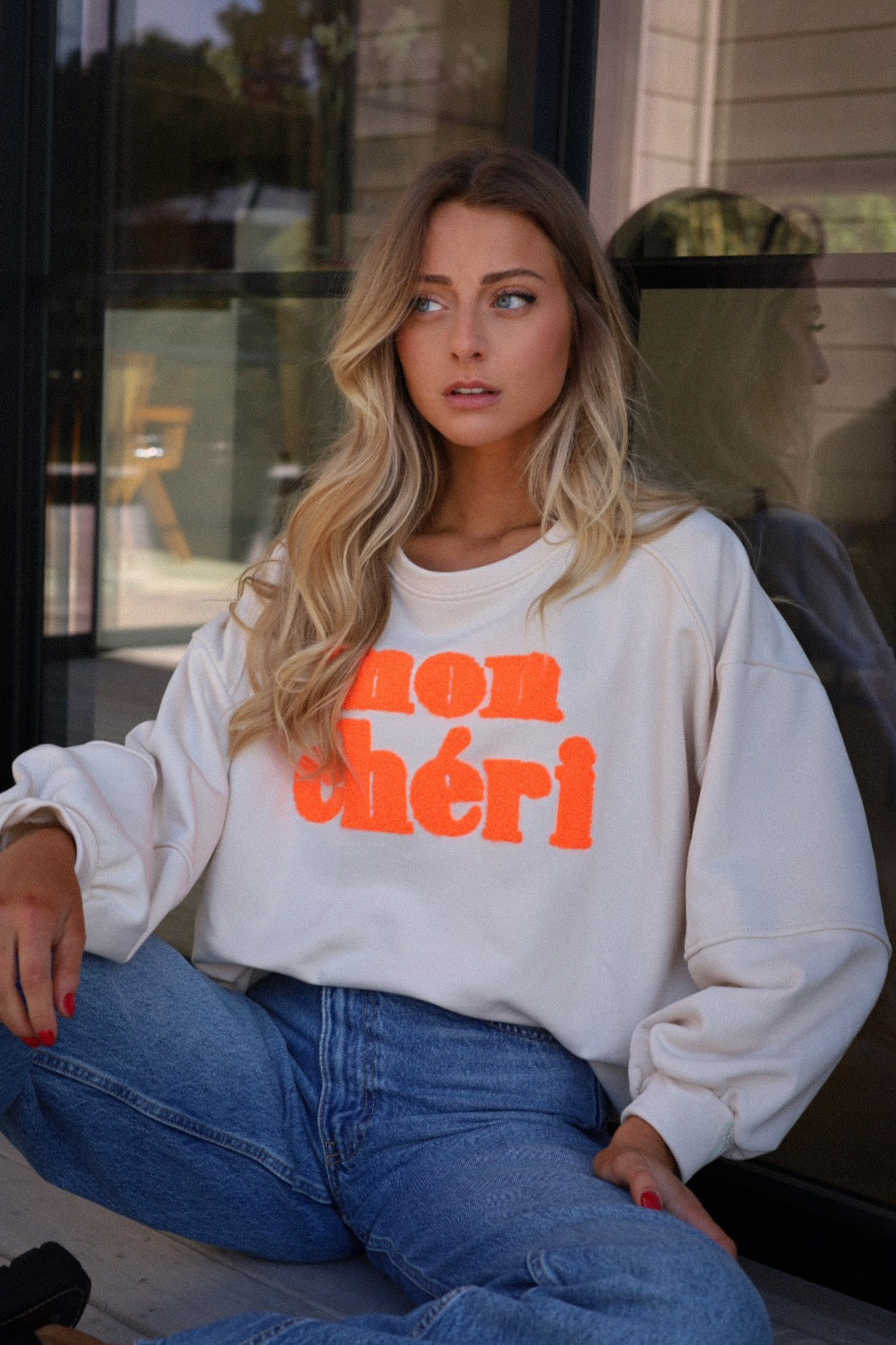 Niels crème - Sweat-shirt brodé