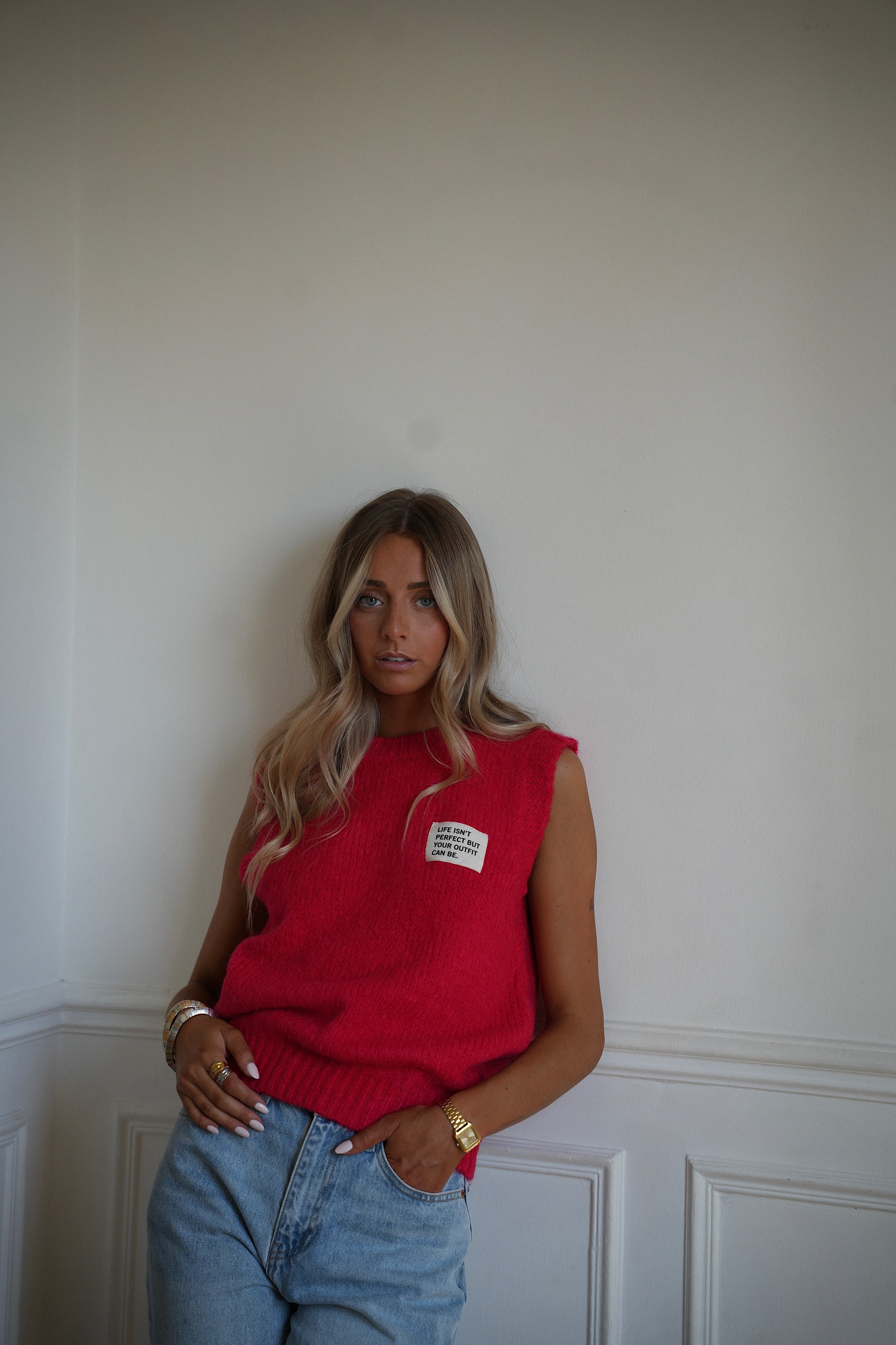 Sanna rouge - Pull sans manches