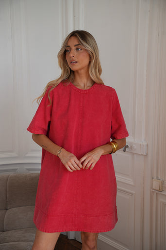 Zaho rouge - Robe en jean