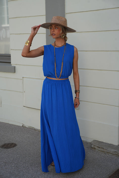 Elize bleu roi - Ensemble jupe/top