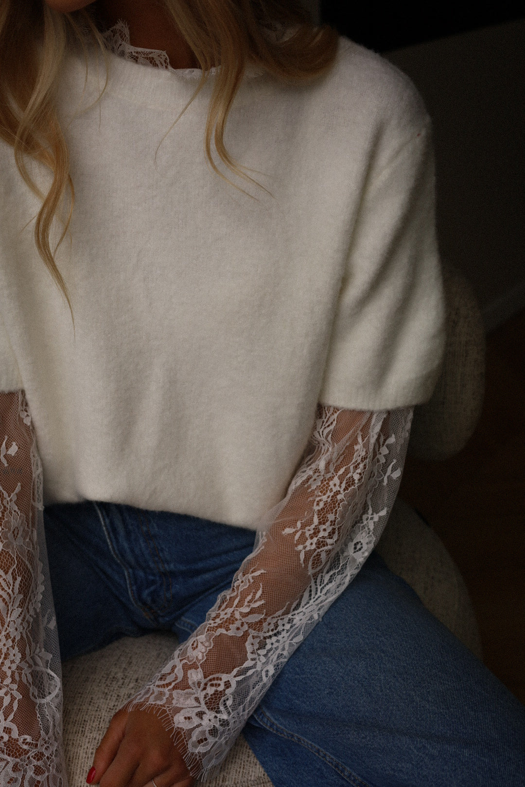 Odgi écru - Pull dentelle