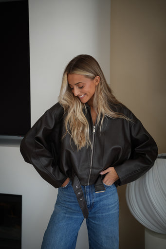 Rachelle chocolat - Veste en similicuir