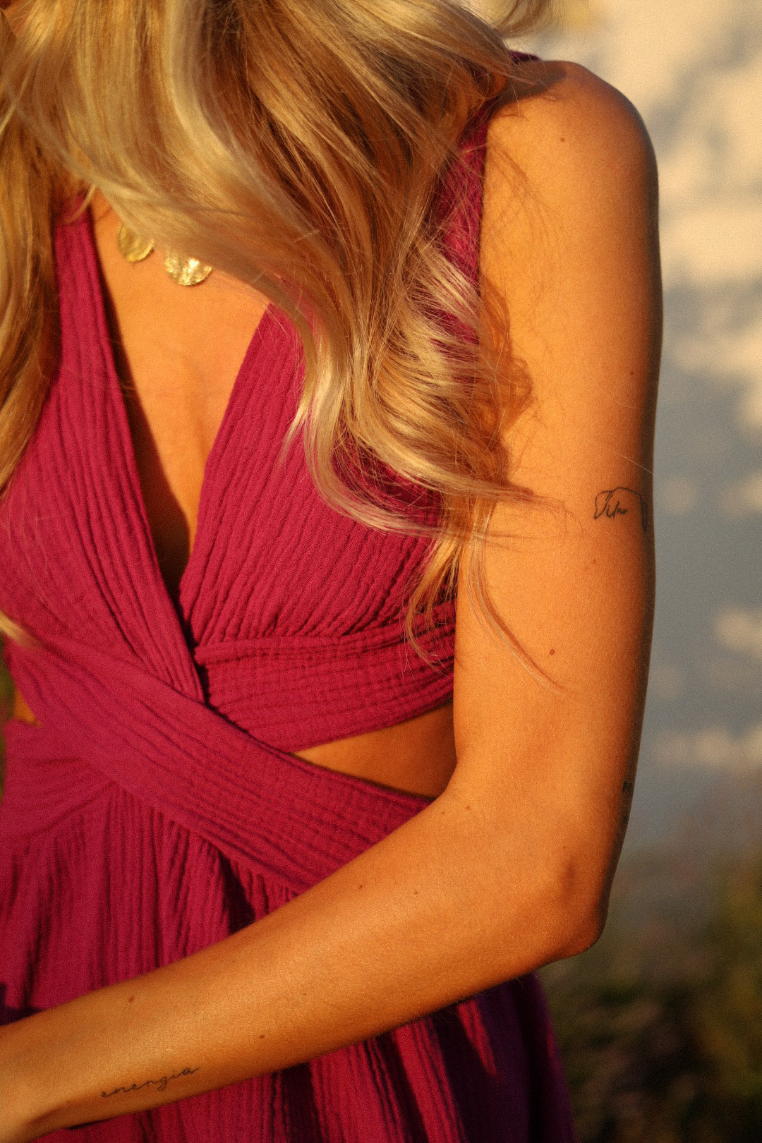 Joy prune - Robe gaze de coton