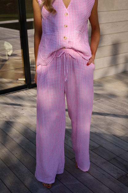 Vincent rose - Pantalon vichy