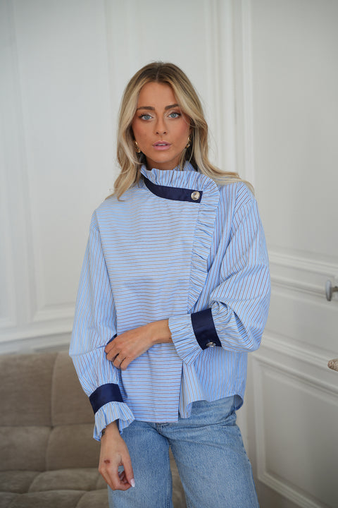 Sylia bleue - Blouse rayée