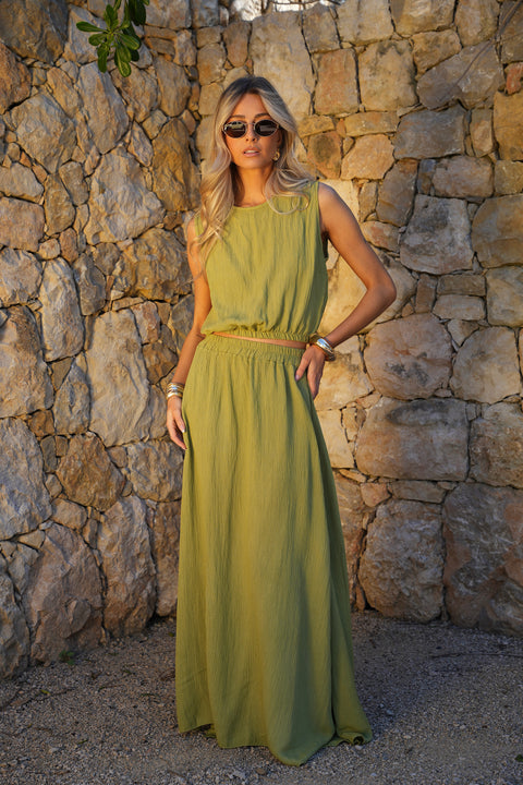 Elize olive - Ensemble jupe/top