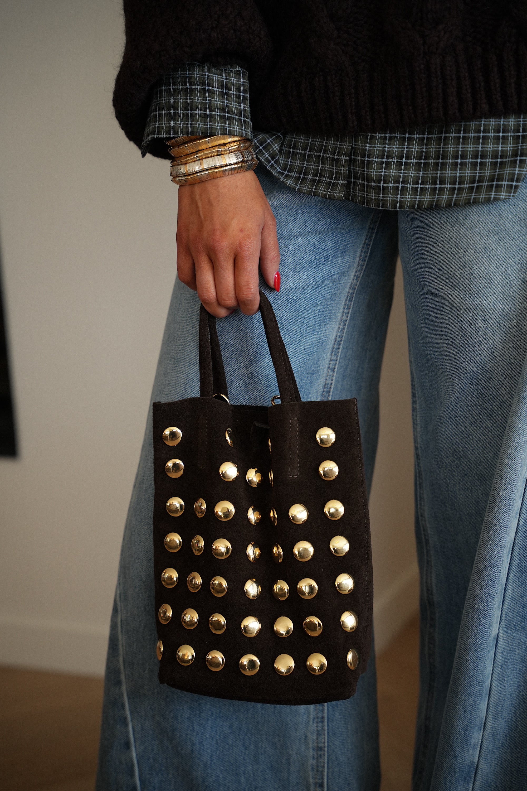 Oslo chocolat - Sac clouté