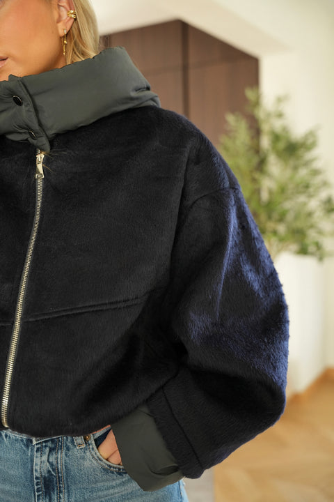Selina marine - Manteau à capuche